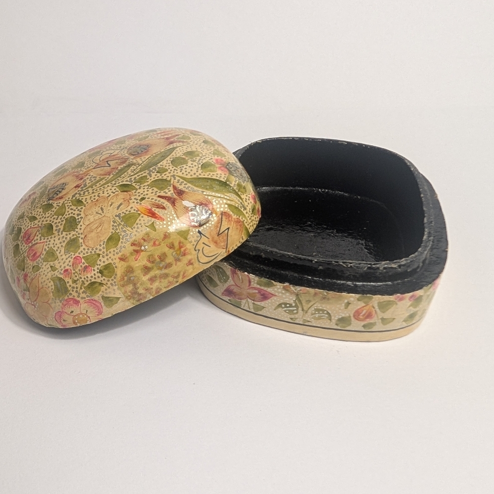 Vintage Paper Mache Trinket Box Floral